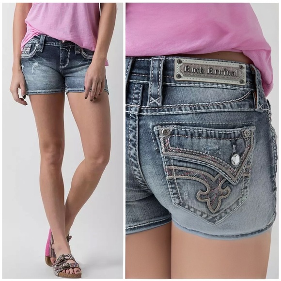 Rock Revival Kaitlyn Low Rise Shorts Size 24 Embellished Rhinestones Y2K